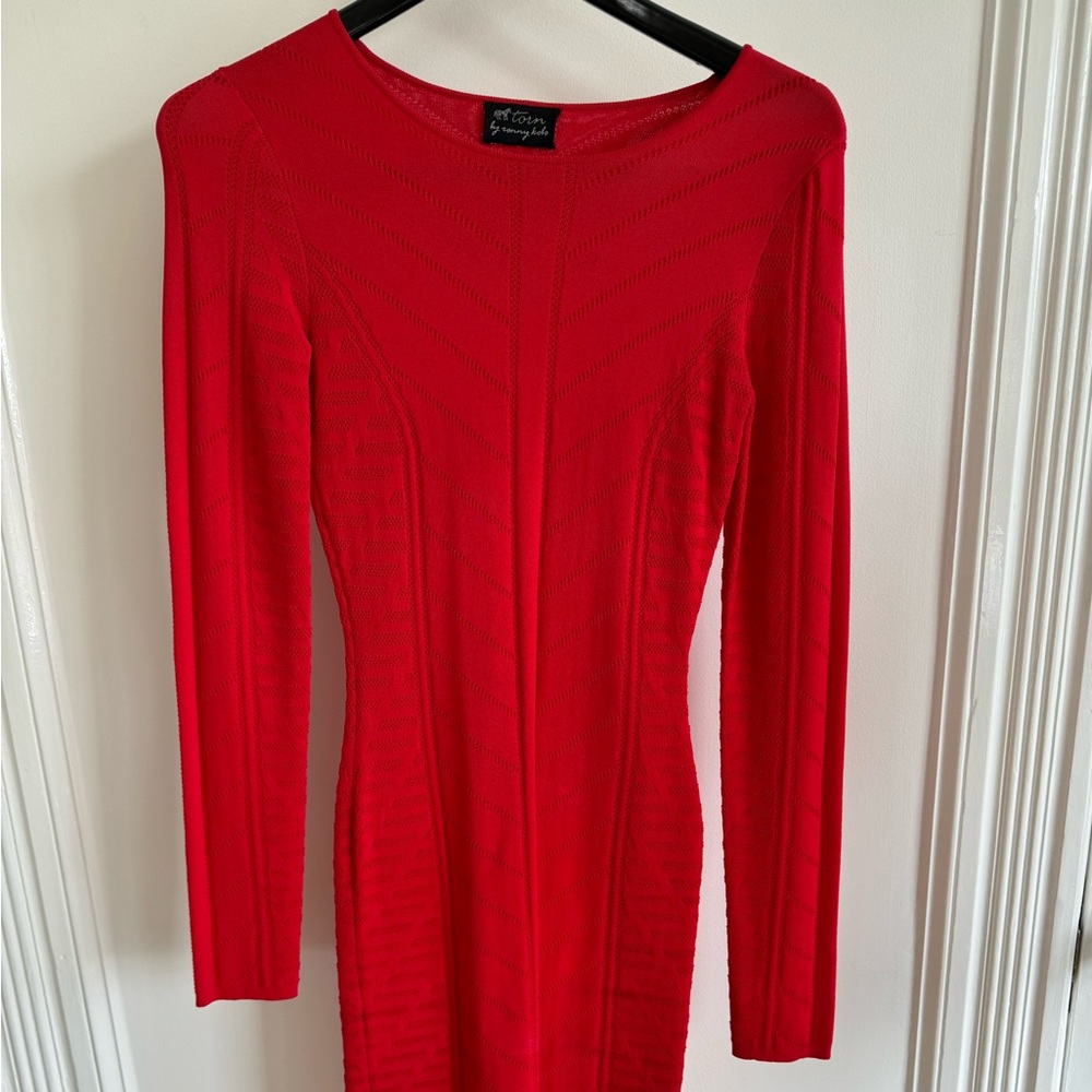 Torn by Ronny kobo body con knit dress in red